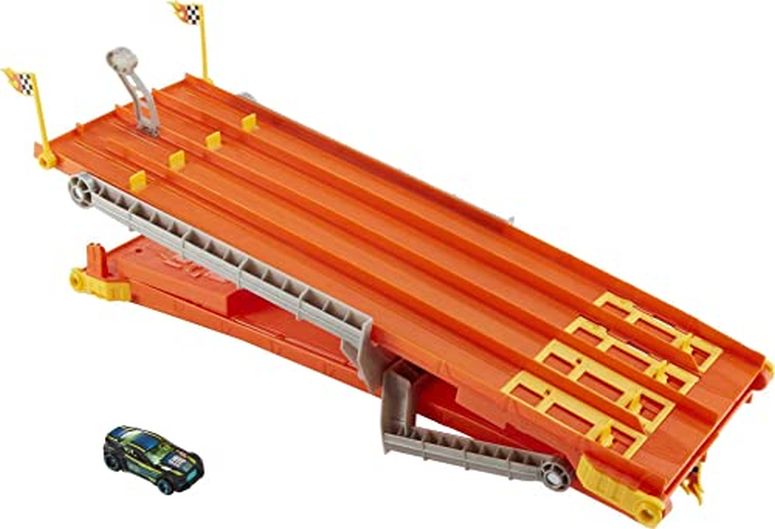 ホットウィール モンスタートラック ダウンヒルレース プレイセット Hot Wheels 4-Lane Elimination Race Track Set, Competitive Toy Car Racetrack, Fair-Start Launcher, 1 Hot Wheel Car, Toy For Kids 4 Years Old & Up 【並行輸入品】