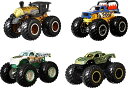 ホットウィール モンスタートラック ダウンヒルレース プレイセット Hot Wheels Monster Trucks 1:64 Scale 4-Pack Assortment with Giant Wheels Gift Idea for Kids 3 to 6 Years Old 【並行輸入品】