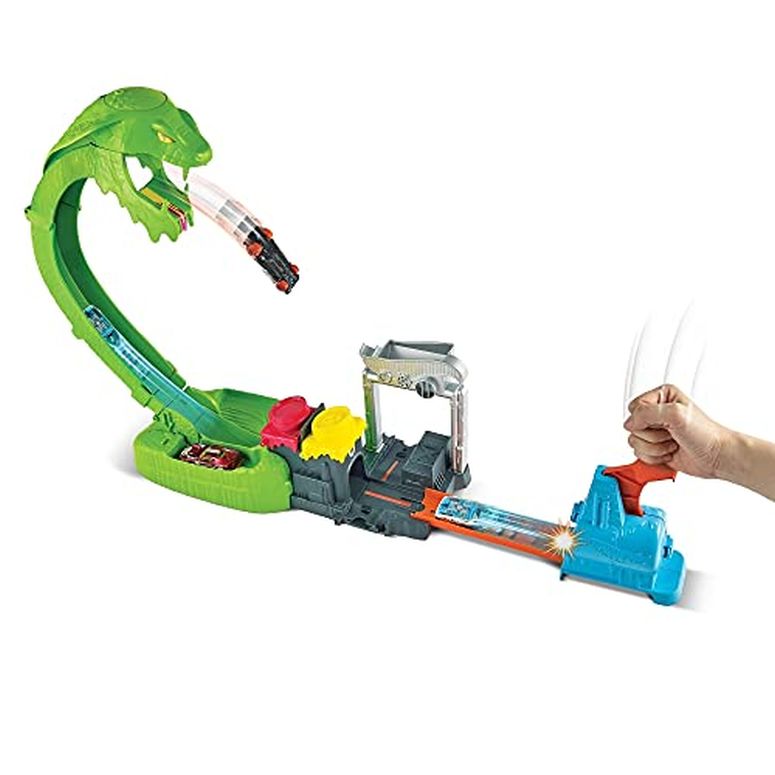 ホットウィール モンスタートラック ダウンヒルレース プレイセット Hot Wheels Toxic Snake Strike Challenge Play Set with Slime for Kids 5 Years Old & Up, Includes One 1:64 Scale Hot Wheels Vehicle, Connects to Other Sets, Single Or Mu 【並行輸入品】