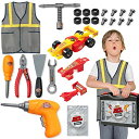 ホットウィール モンスタートラック ダウンヒルレース プレイセット KidEwan Kids Tool Set with Electric Toy Drill, Toy Race Car Modification Construction Overalls Pretend Play Tools Kit, Educational Gift for Kids Boys Girl Ages 3 【並行輸入品】