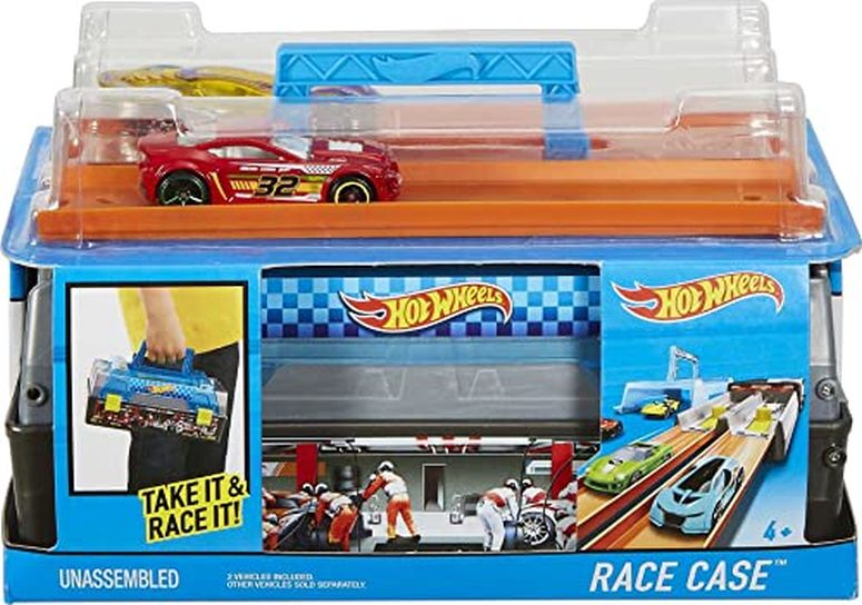 ホットウィール モンスタートラック ダウンヒルレース プレイセット Hot Wheels Race Case Track Set With 2 Hot Wheels Cars, Dual Launcher For Side-By-Side Racing, Storage Container, Toy For Kids 4 Years Old & Up 【並行輸入品】