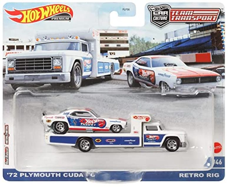 ホットウィール モンスタートラック ダウンヒルレース プレイセット Hot Wheels 72 Plymouth Cuda FC Retro Rig Team Transport #46 【並行輸入品】