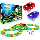 ホットウィール モンスタートラック ダウンヒルレース プレイセット USA Toyz Glow Race Tracks and LED Toy Cars - 360pk Glow in The Dark Bendable Rainbow Race Track Set STEM Building Toys for Boys and Girls with 2 Light Up Toy Cars 【並行輸入品】