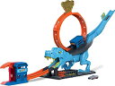 ホットウィール モンスタートラック ダウンヒルレース プレイセット Hot Wheels City Track Set with 1 Toy Car, Race Through A Giant Loop to Defeat A Big Dinosaur, T-Rex Loop Stunt and Race Playset 【並行輸入品】