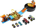 ホットウィール モンスタートラック ダウンヒルレース プレイセット Hot Wheels Monster Trucks Stunt Tire Playset, Includes 3 Hot Wheels Monster Trucks & 3 Hot Wheels 1:64 Scale Vehicles, Gift for Kids 4 to 8 Years Old [Amazon Exclusive 