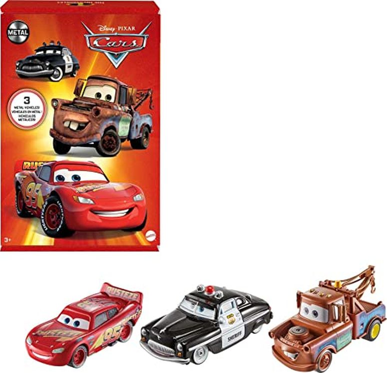 ホットウィール モンスタートラック ダウンヒルレース プレイセット Disney Pixar Cars Toys, Radiator Springs 3-Pack with Lightning McQueen, Mater and Sheriff Die-Cast Toy Cars [Amazon Exclusive] 【並行輸入品】