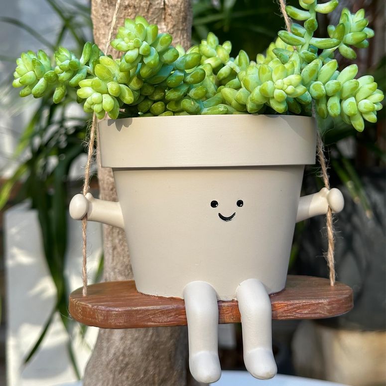 MJ-MARKET㤨֤襤 ˡ   ץ󥿡 ȭ ȭ Hanging Planter Swing Face Plant Pot - Cute Resin Head Planters with Drainage Hole Indoor Outdoor Plant Holder, Succulent/String of Pearls Flower Pots, Unique Sitting Sway Pots, Gi ¹͢ʡۡפβǤʤ13,200ߤˤʤޤ