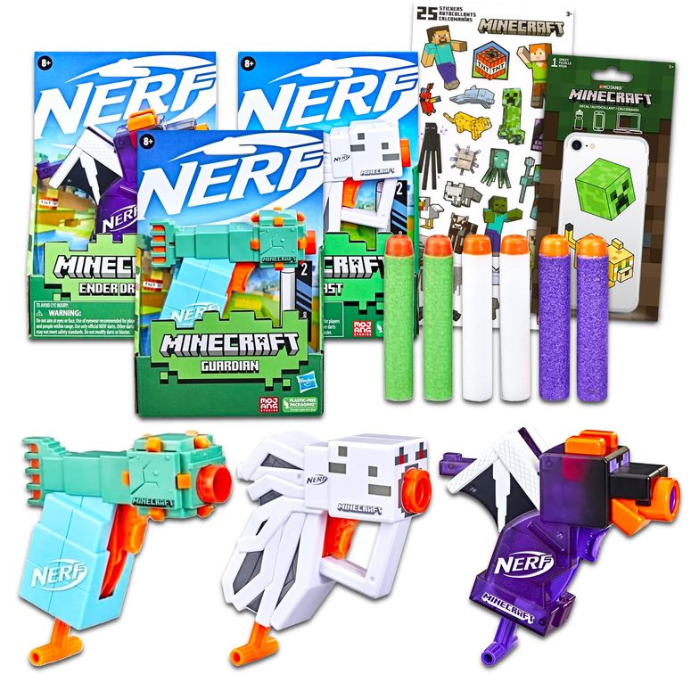楽天MJ-MARKETマイクラ おもちゃ ender dragon Nerf Minecraft Blasters for Kids - Bundle with 3 Minecraft Nerf Blasters Featuring Ender Dragon, Guardian, and Ghast Plus Stickers, More | Minecraft Outdoor Toys for Boys 【並行輸入品】