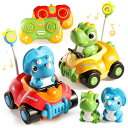 リモコン カー ギフト RC おもちゃ 車 Jovow Dinosaur Remote Control Car for Toddlers,Two Dinosau...