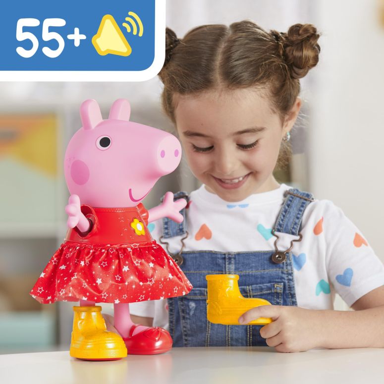 ペパピッグ きんてれ Peppa Pig Peppa’s Muddy Puddles Party Singing and Dancing Doll, Interactive Electronic Preschool Toys for Girls and Boys, Ages 3+ 【並行輸入品】