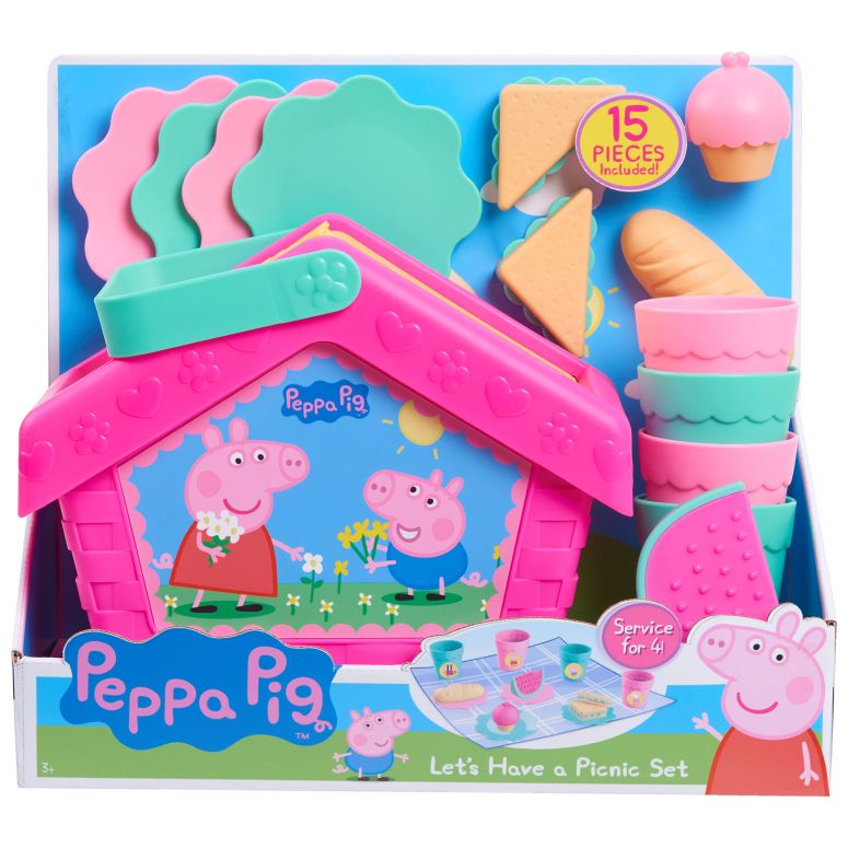 MJ-MARKETのペパピッグ きんてれ Just Play Peppa Pig Let's Have a Picnic Set, Travel Toy with Handle Includes 4 Settings and Play Food, 15-Pieces, Kids Toys for Ages 3 Up 【並行輸入品】｜アングル3