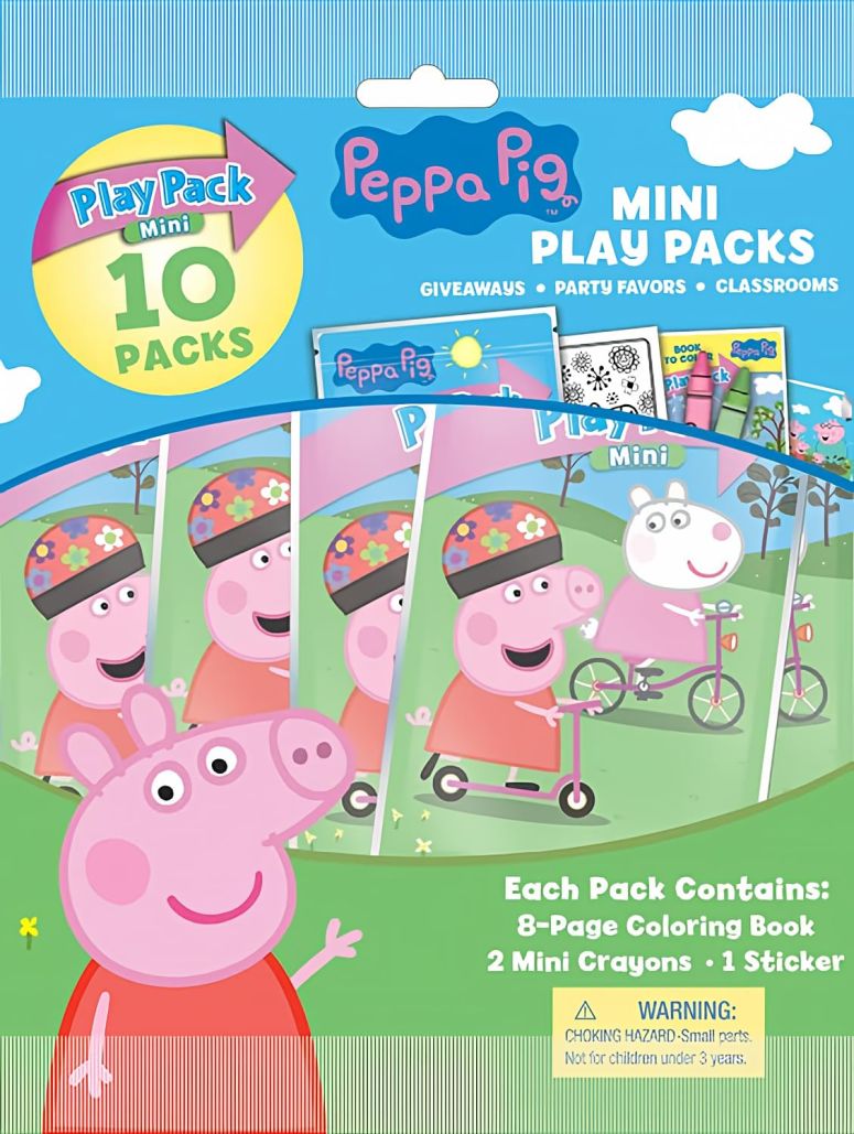 ペパピッグ きんてれ Bendon Peppa Pig Mini Play Packs, Each with Mini Coloring Book, 2 Mini Crayons, and a Sticker, 10-Pack 【並行輸入品】