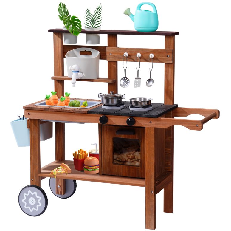 å ޤޤ  ROBOTIME Mud Kitchen for Kids With Wheels, Wooden Playse...