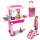 キッチン おままごと 台所 2-in-1Travel Luggage Turn into Play Kitchen, Kids Kitchen Playset Toys with 25+Play Food for Toddelers, Girls and Boys, Pretend Play, 25" H x 9.8" W x 20.8" L 【並行輸入品】