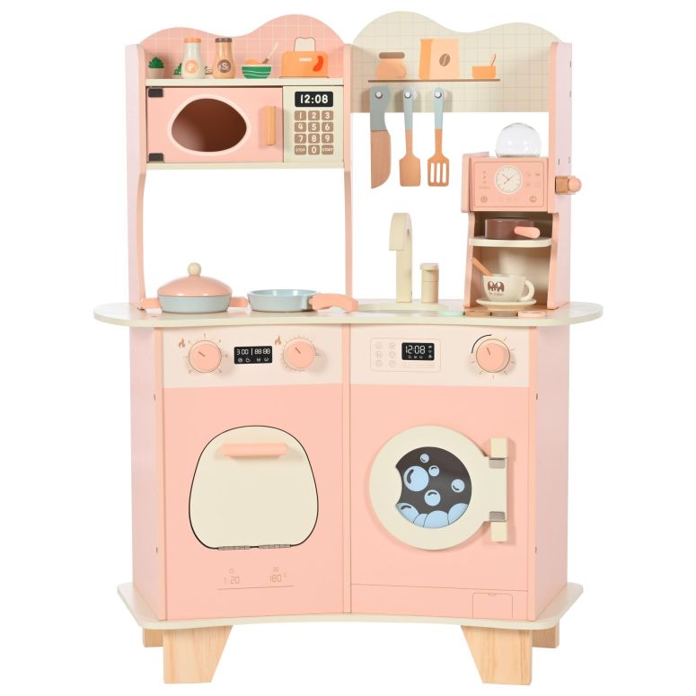 å ޤޤ  OLLIKIVI Wooden Play Kitchen for Kids, Toy Kitchen Set w...