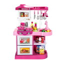 キッチン おままごと 台所 TEMI Play Kitchen Playset Pretend Food - 53 Pieces Pink Kitchen Toys for Toddlers, Toy Accessories Toddler Set with Sound and Light, Toddler Outdoor Playset for Kids, Girls and Boys 【並行輸入品】