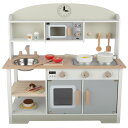 キッチン おままごと 台所 Hey! Play! Kids Kitchen Playset - Play Kitchen with Toy Microwave, Sink, Stovetop, Roaster, Utensils and Play Food - Wooden Play Kitchen for Toddlers 【並行輸入品】