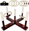 ゲーム パーティ 楽しめる SWOOC Games - Rustic Ring Toss Game (All Weather) - Easy Setup & Extra Games Included - Outdoor Ring Toss Game for Adults and Kids - Yard Activity For Adults - Oversized Lawn Activity - Rope Throw Set 【並行輸入品】