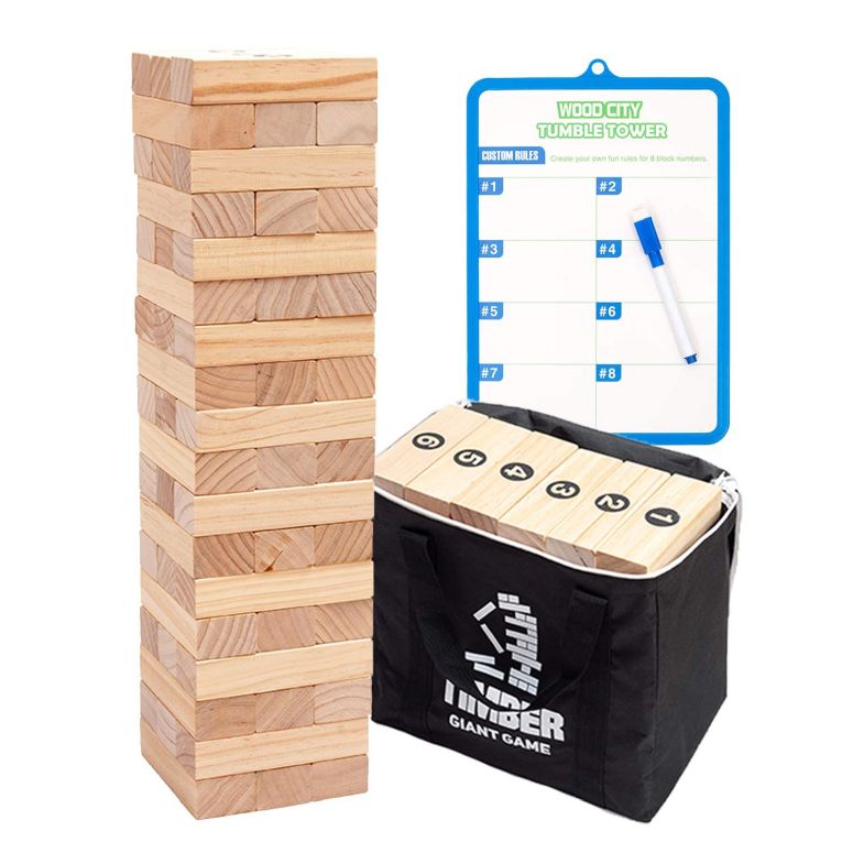 ゲーム パーティ 楽しめる WOOD CITY Giant Tumbling Timber Tower Game (Stacking from 2 to 4 Feet), Classic Jumbo Outdoor Game for Adults Kids Family, 54 Pieces Premium Pine Wood Blocks Toy 【並行輸入品】