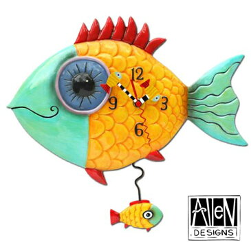 デカ目のサカナ アレン デザイン 振り子時計 Allen Designs Wide Eyed Fishy Pendulum Wall Clock Fish 掛け時計 P8056 ミシェルアレン ミシェル・アレン アレン・デザイン ALLEN DESIGNS 時計 送料無料 【並行輸入品】