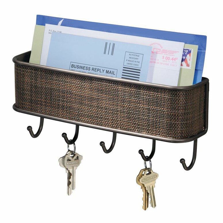 インターデザイン InterDesign Twillo Wall Mount Mail and Key Rack, Bronze 【 キーラック ウォールマウントメール メールラック ブロンズ 茶 95870 】 【並行輸入品】