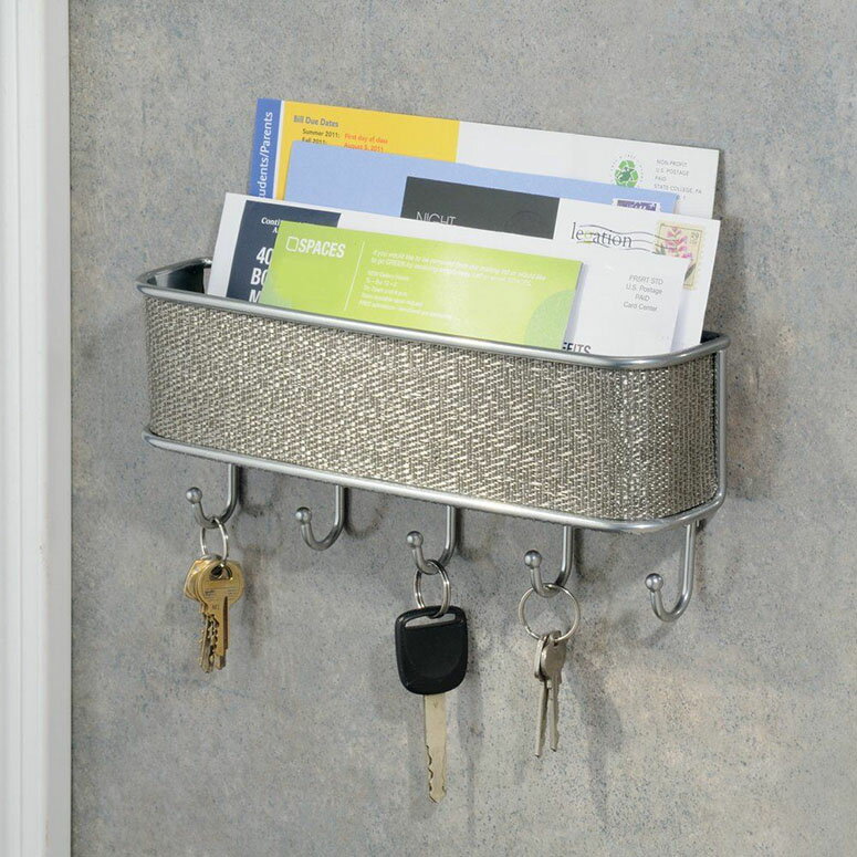 インターデザイン InterDesign Twillo Wall Mount Mail and Key Rack, Metallico 【 キーラック ウォールマウントメール メールラック シルバー 95872 】 【並行輸入品】