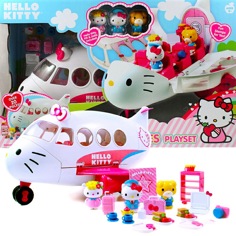 ジェイダ トイズ Jada Toys ハローキティ ジェット飛行機 プレイセット Hello Kitty Jet Plane Play Set 【 乗り物 飛行機 おもちゃ キティちゃん お友達 人形 フィギュア 多数のアクセサリ 】 【並行輸入品】