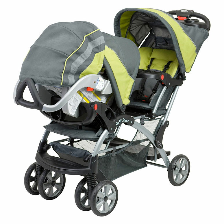 ベビートレンド 2人乗りベビーカー シット N スタンド デュアル カラーカーボン ベイビートレンド Baby Trend Baby Trend Sit N Stand 【 ベビーカー 2人用 1人でも 取り外し可能 フード 大きな荷物入れ ベルト 5点 固定 トレイ ドリンクホルダー 】 【並行輸入品】