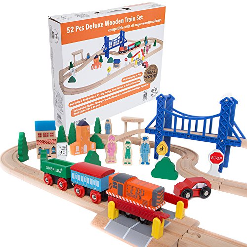 木製レールウェイセット 主要なブランドと適合 飾り棚 ピース 木製電車 木製レール Toys チャギントン Toys バリオ 52 セット Orbrium トーマス 鉄道システムと適合 乗り物 電車 車 木製 飾り棚 ディスプレイフレーム マグネット 送料無料 並行輸入品 Mj Market