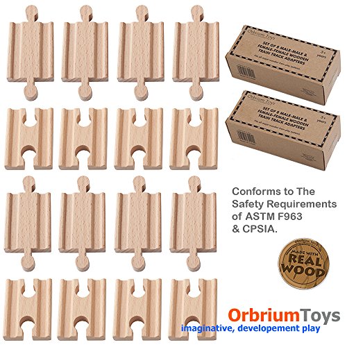 Orbrium Toys 16 ピース ジョイントアダプター トーマス バリオ チャギントン 鉄道システムと適合 【 乗り物 電車 車 木製 飾り棚 ディスプレイフレーム マグネット 】 【並行輸入品】