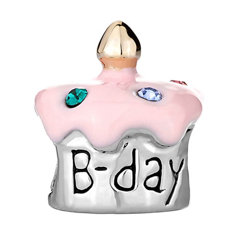 チャーム ブレスレット バングル用 ShinyJewelry シャイニージュエリー ShinyJewelry Happy Birthday Cake Charm Beads For European Chain Bracelets Pink 送料無料 【並行輸入品】