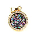 チャーム ブレスレット バングル用 ShinyJewelry シャイニージュエリー Round Agate Levelback Agate Quartz Pendant Gold Silver Plated Geode Druzy Gemstone Jewelry gold-plated-base-colorful 【並行輸入品】