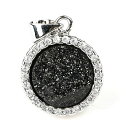 チャーム ブレスレット バングル用 ShinyJewelry シャイニージュエリー Round Agate Levelback Agate Quartz Pendant Gold Silver Plated Geode Druzy Gemstone Jewelry silver-plated-base-black 【並行輸入品】