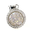 チャーム ブレスレット バングル用 ShinyJewelry シャイニージュエリー Round Agate Levelback Agate Quartz Pendant Gold Silver Plated Geode Druzy Gemstone Jewelry silver-plated-base-opal white 【並行輸入品】