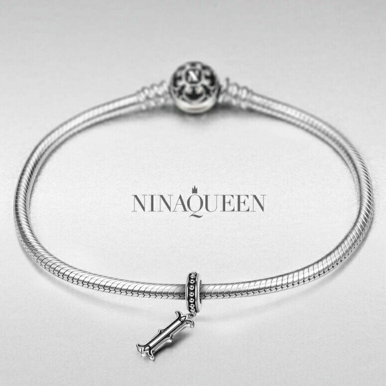 チャーム ブレスレット バングル用 Nina Queen スタイル ニーナ クイーン デザイン NINAQUEEN Letter I Alphabet Charm 925 Sterling Silver Roman Style Dangle Charms Women Bracelet Birthday Anniversary Valentines Day Jewelry Gifts Her Teen 【並行輸入品】