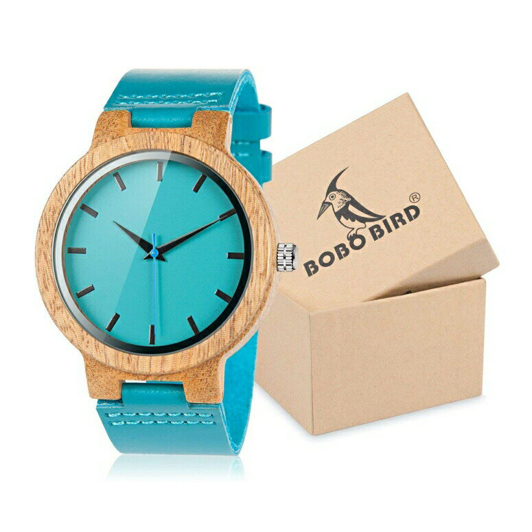 ボボバード BOBO BIRD ウッドウォッチ 木製腕時計 男性用 腕時計 メンズ ウォッチ ブルー AM-70 【並行輸入品】