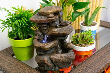卓上 噴水 滝のオブジェ テーブルトップファウンテン インテリア噴水 Alpine WIN472 Three Tiered Rock Tabletop Fountain with LED Lights, 11 Inch TallAlpine WIN472 Three Tiered Rock Tabletop Fountain with LED Lights, 11 Inch Tall