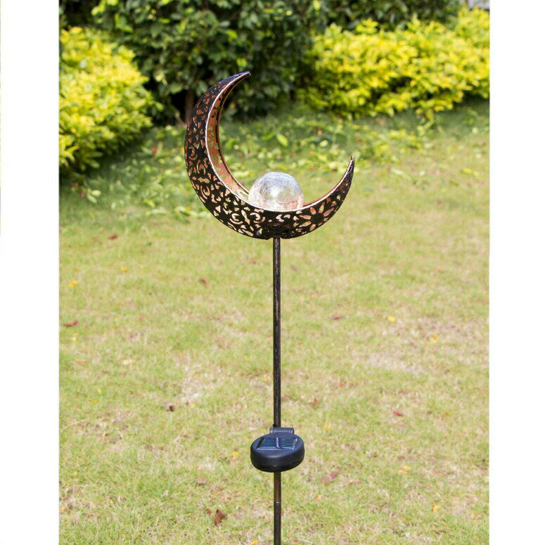 ガーデンライト 月 LEDソーラーライト Homeimpro Garden Solar Lights Pathway Outdoor Moon Crackle Glass Globe Stake Metal Lights,Waterproof Warm White LED for Lawn,Patio or Courtyard (Bronze) 【並行輸入品】