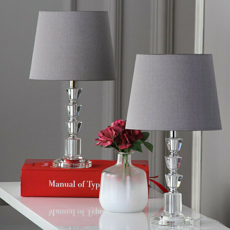 サファヴィヤ safavieh テーブルランプ サファビヤ サファヴィア Safavieh Lighting Collection Harlow Clear and Grey Tiered Crystal Orb 16-inch Table Lamp (Set of 2) 