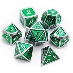 多面体ダイスセット ウォーゲーム TRPG テーブルトーク DND に Haxtec 7PCS Green Metal Dice Set D&D Dice Enamel Polyhedral Dice Set D20 D12 D10 D8 D4 for Dungeons and Dragons DND RPG MTG Table Games (Emerald Green) 【並行輸入品】