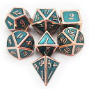 多面体ダイスセット ウォーゲーム TRPG テーブルトーク DND に Haxtec 7PCS Metal Dice Set DND Dice D20 D12 D10 D8 D6 D4 for Dungeons and Dragons DND RPG MTG Table Games-Glossy Enamel Dice (Copper Teal) 【並行輸入品】