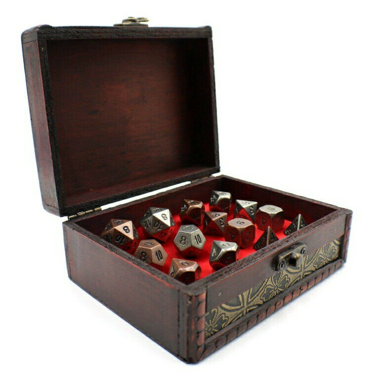 多面体ダイスセット ウォーゲーム TRPG テーブルトーク DND に Twin Role Playing Metal Dice Sets with Storage Chest for Tabletop Games 【並行輸入品】