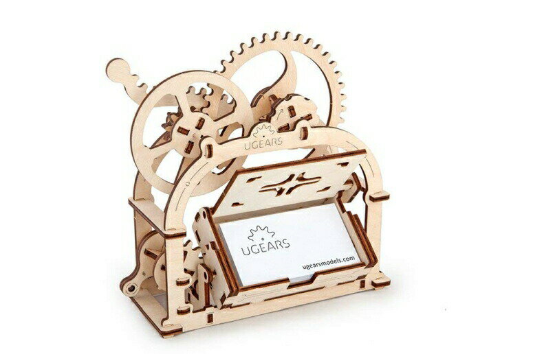 メカニカル 3Dパズル 木製ブロック小物入れ Ugears Mechanical Etui 3D Puzzle, Wooden Building Blocks, Decorative Desktop Business Card Holder, Brain Teaser Game For Teens And Adults 【並行輸入品】