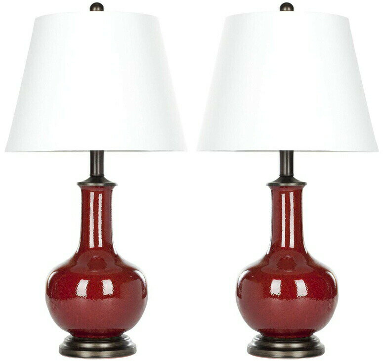 サファヴィヤ safavieh テーブルランプ サファビヤ サファヴィア Safavieh Lighting Collection Carolanne Red 25-inch Table Lamp (Set of 2) 【並行輸入品】