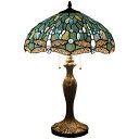 おしゃれなデザイン テーブルランプ Tiffany Style Table Lamp Desk Beside Lamps 24 Inch Tall Sea Blue Stained Glass Shade Crystal Bead Dragonfly 2 Light Antique Zinc Base for Coffee Table Living Room Bedroom S147 WERFACTORY 【並行輸入品】