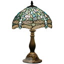 おしゃれなデザイン テーブルランプ Tiffany Lamp Sea Blue Stained Glass and Crystal Bead Dragonfly Style Table Lamps Height 18 Inch for Coffee Table Living Room Antique Desk Beside Bedroom S147 WERFACTORY 【並行輸入品】