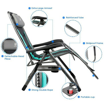 ゼログラビティ リクライニングチェア XL パッド入り 調整可能ヘッドレスト 耐荷重158kg 長さ約75x幅約81cm EVER ADVANCED Oversize XL Zero Gravity Recliner Padded Patio Lounger Chair with Adjustable Headrest Support 350lbs 送料無料 【並行輸入品】