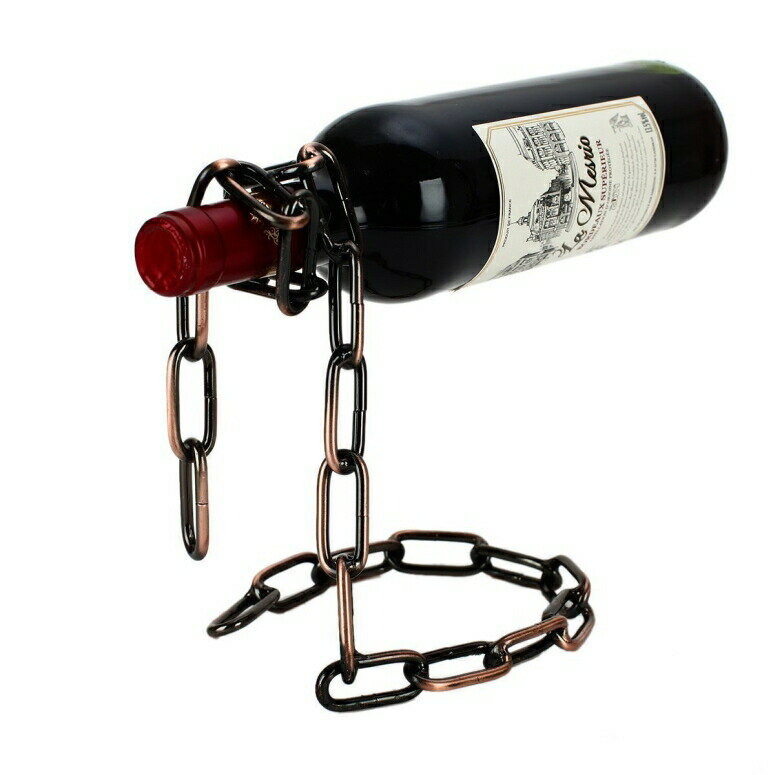 おしゃれなワインホルダー ディスプレイ ワインラック Fantasee - Suspending Chain Wine Holder, Stainless Steel Wine Rack Wine Bottle Holder Novelty for Gift Kitchen Home Decoration (Bronze) 【並行輸入品】