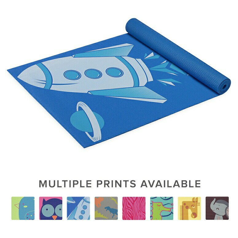 Gaiam  ץ 襬 ޥå å Ҷ ֥ ԥƥ եåȥͥ ɤ Gaiam Kids Yoga Mat Exercise Mat, Yoga for Kids with Fun Prints - Playtime for Babies, Active &Calm Toddlers and Young Children, Blue Ro ¹͢ʡ