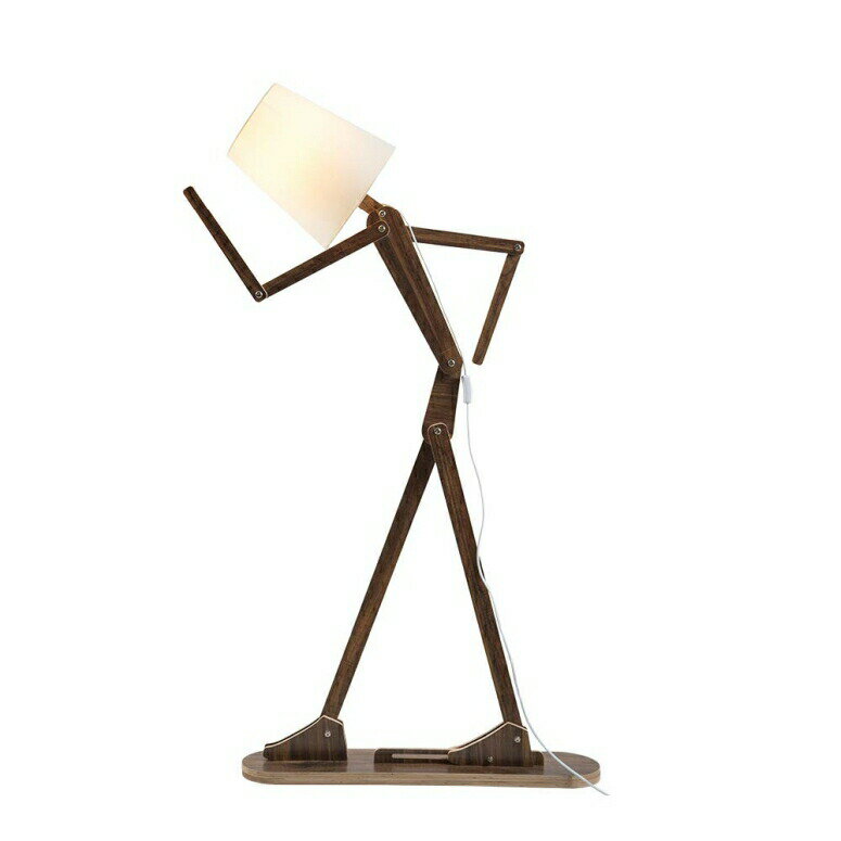 フロアランプ 電球別売 ポーズ 木製人形 HROOME Cool Tall Decorative Floor Stand Lights Adjustable Corner Floor Lamp with Shade for Bedroom Office Wooden Swing Arm Lamps (Teak) 【並行輸入品】